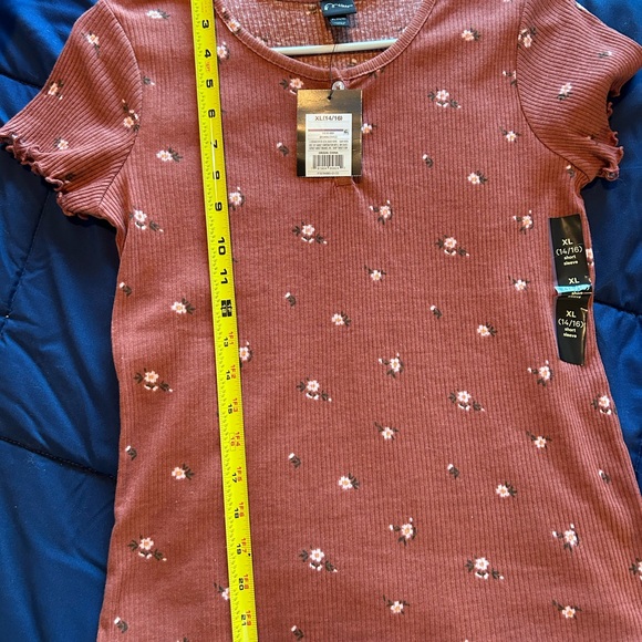 ART CLASS • Rust/Brown Top w/ Flowers • XL/ 14-16 - Picture 5 of 6